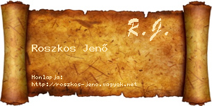 Roszkos Jenő névjegykártya